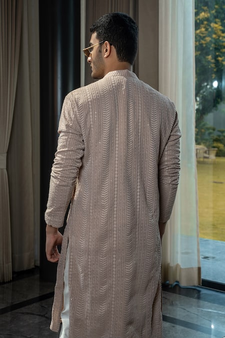 Shop Soniya G Pink Georgette, Cotton Embroidery Laser Cut Leather Vine Kurta With Pant at Aza Fashions Shop_Soniya G_Pink Georgette, Cotton Embroidery Laser Cut Leather Vine Kurta With Pant _at_Aza_Fashions