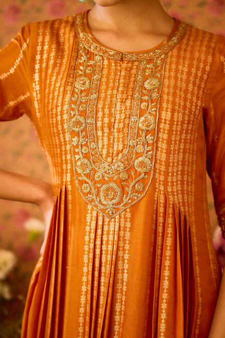 Buy Shyam Narayan Prasad Yellow Silk Organza, Viscose Zari, Embroidery Hand Kurta And Flared Pant Set Online at Aza Fashions Buy_Shyam Narayan Prasad_Yellow Silk Organza, Viscose Zari, Embroidery Hand Kurta And Flared Pant Set _Online_at_Aza_Fashions