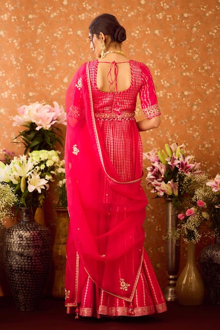 Shyam Narayan Prasad Brocade Pattern Kurta Sharara Set 