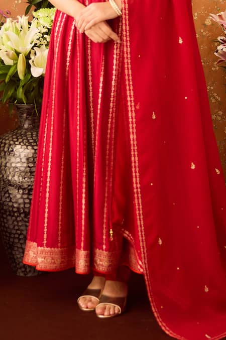 Buy Shyam Narayan Prasad Maroon Silk Organza, Viscose Embroidery Collared Hand Anarkali And Sharara Set Online at Aza Fashions Buy_Shyam Narayan Prasad_Maroon Silk Organza, Viscose Embroidery Collared Hand Anarkali And Sharara Set _Online_at_Aza_Fashions