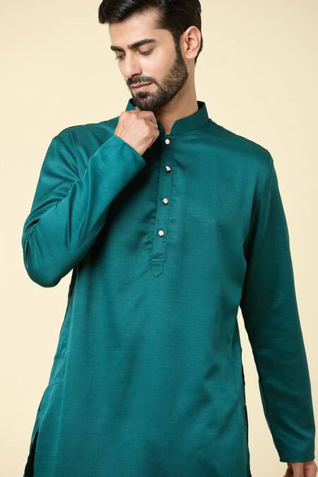 Buy_Arihant Rai Sinha_Blue Cotton Straight Solid Kurta