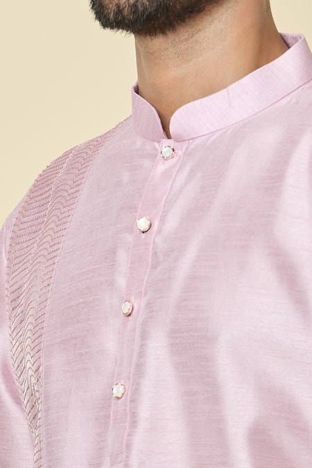Arihant Rai Sinha_Pink Silk Sequins Embroidered Panel Kurta _Online_at_Aza_Fashions