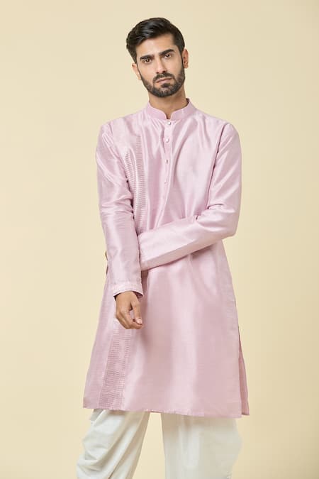 Shop_Arihant Rai Sinha_Pink Silk Sequins Embroidered Panel Kurta _Online_at_Aza_Fashions