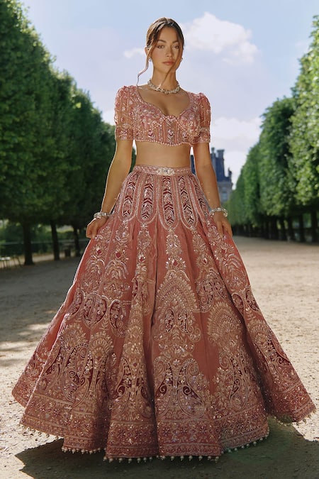 Shop Jigar & Nikita Purple Velvet, Net Zardozi Embroidered Paisley Patchwork Bridal Lehenga Set Online at Aza Fashions Shop_Jigar & Nikita_Purple Velvet, Net Zardozi Embroidered Paisley Patchwork Bridal Lehenga Set _Online_at_Aza_Fashions