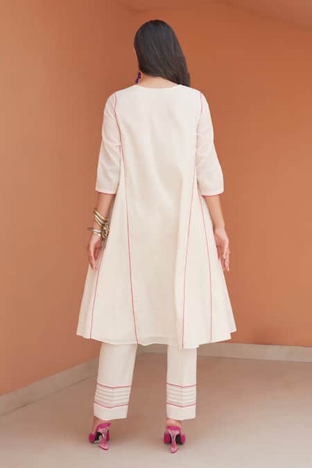 Samatvam By Anjali Bhaskar Niyati Embroidered A-Line Kurta & Pleated Pant Set 