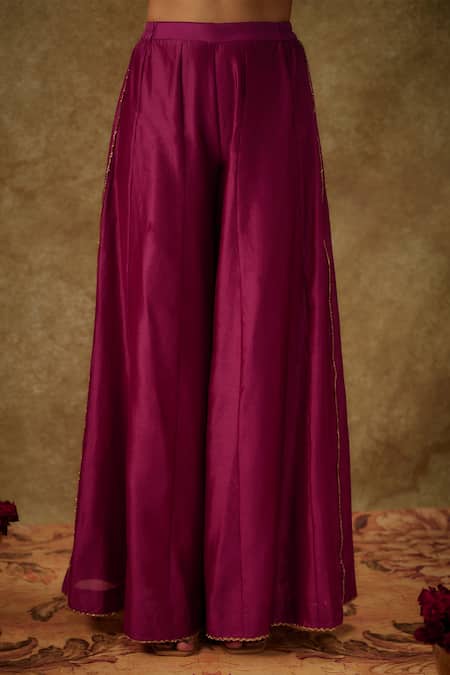 The Aarya_Purple Organza, Handloom Cotton, Floral Zardozi Embroidered Anarkali Set _at_Aza_Fashions