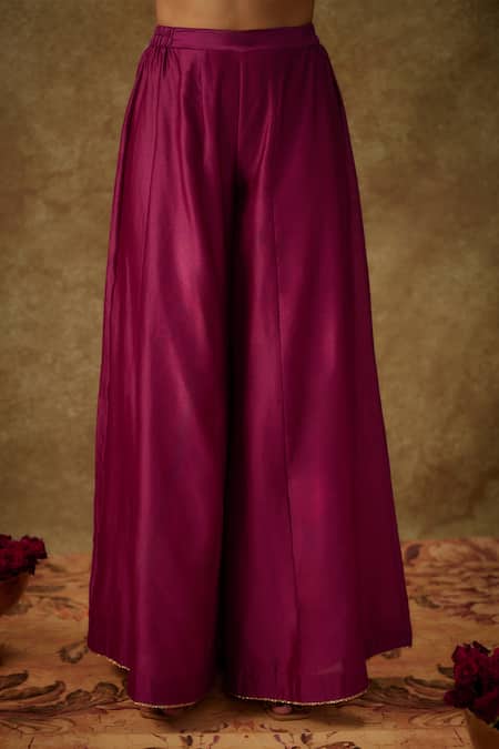 The Aarya_Purple Organza, Handloom Cotton, Chanderi Floral Zardozi Sharara Set _at_Aza_Fashions