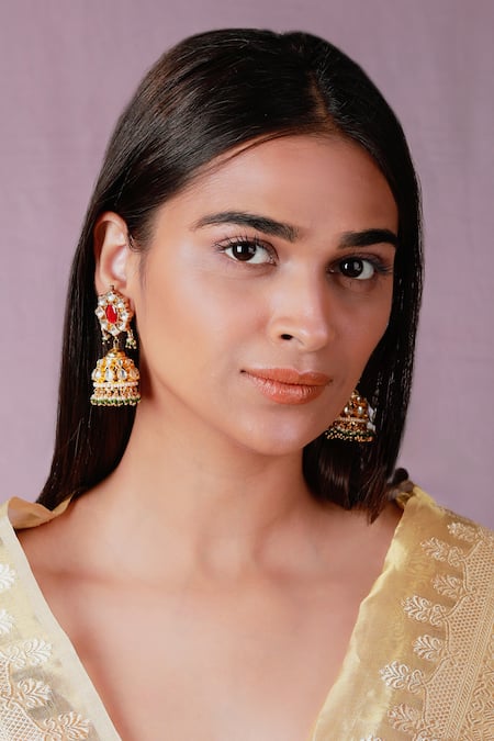 Riana Jewellery Peacock Kundan Embellished Rajwadu Choker Set 