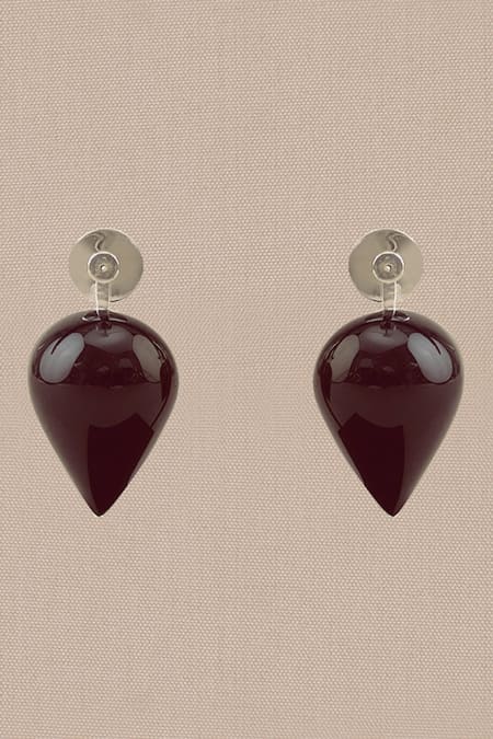 Buy Ampm Burgundy Yarra Mini Drop Shaped Earrings Buy_Ampm_Burgundy Yarra Mini Drop Shaped Earrings