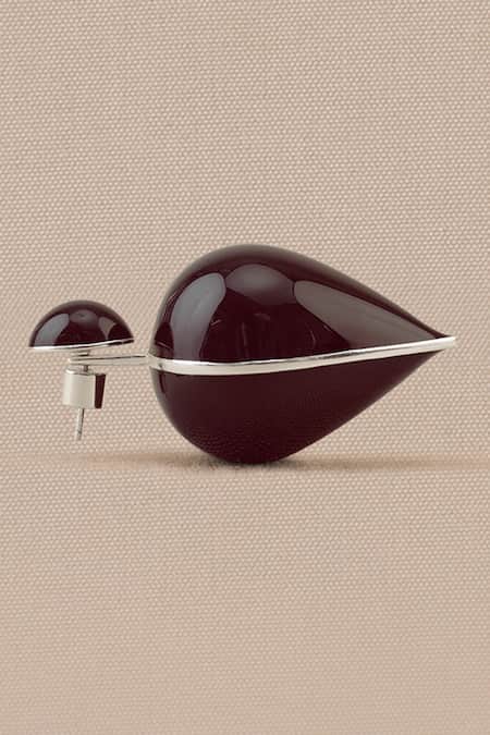 Shop Ampm Burgundy Yarra Mini Drop Shaped Earrings Shop_Ampm_Burgundy Yarra Mini Drop Shaped Earrings
