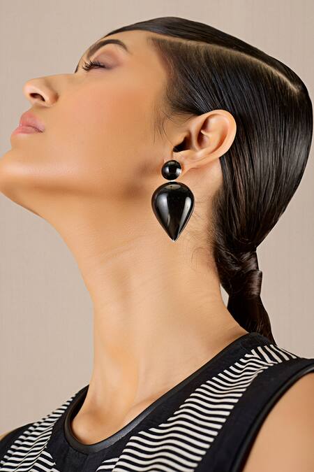 Shop Ampm Black Yarra Drop Earrings Online at Aza Fashions Shop_Ampm_Black Yarra Drop Earrings _Online_at_Aza_Fashions