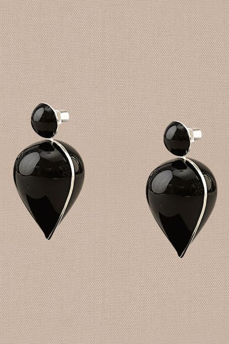 Ampm Black Yarra Drop Earrings at Aza Fashions Ampm_Black Yarra Drop Earrings _at_Aza_Fashions
