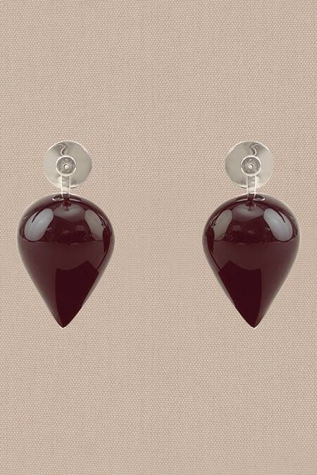 Buy_Ampm_Burgundy Yarra Drop Shaped Earrings _Online_at_Aza_Fashions