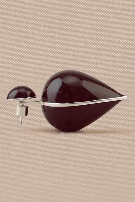 Shop_Ampm_Burgundy Yarra Drop Shaped Earrings _Online_at_Aza_Fashions