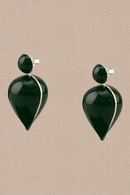 Buy_Ampm_Green Yarra Mini Enameled Drop Earrings _Online_at_Aza_Fashions