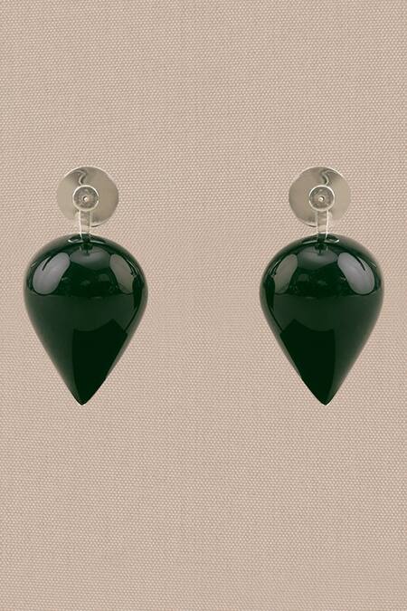 Shop_Ampm_Green Yarra Mini Enameled Drop Earrings _Online_at_Aza_Fashions