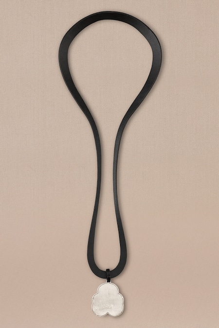 Ampm Black Nadira Leather Pendant Necklace at Aza Fashions Ampm_Black Nadira Leather Pendant Necklace _at_Aza_Fashions