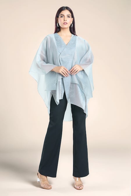 Amit Aggarwal Overlapped Wavy Pattern Kimono Top 