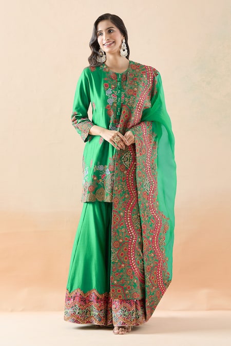 Debyani + Co Mughal Embroidered Kurta Sharara Set 