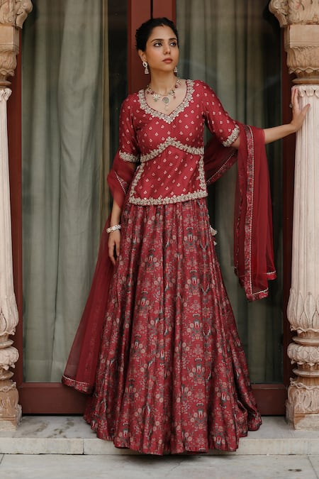 Megha Pitti Floral Print Top Lehenga Set 