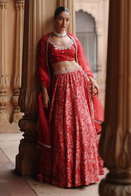 Megha Pitti Bloom Print Lehenga Set 