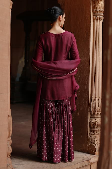 Megha Pitti Fleur Embroidered Kurta Sharara Set 