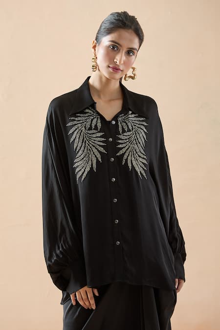 Namrata Joshipura Metallic Pearl Embellished Shirt 