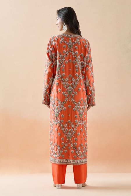 Anamika Khanna Floral Embroidered Straight Kurta Set 