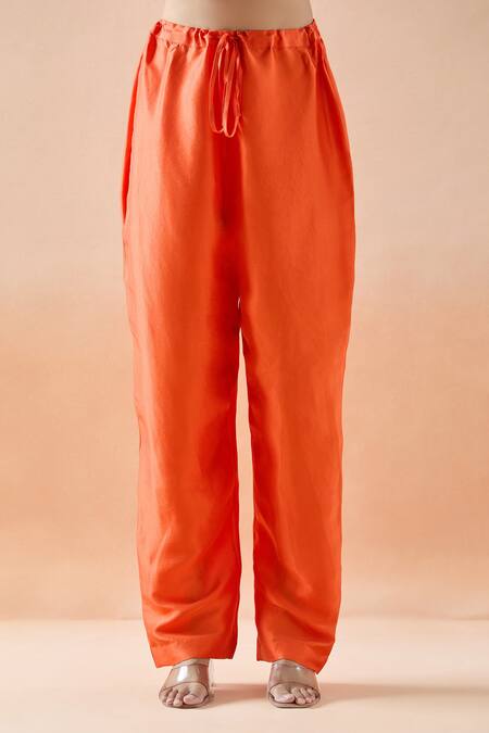 Buy Anamika Khanna Coral Embroidery Round Neck Straight Kurta Set Buy_Anamika Khanna_Coral Embroidery Round Neck Straight Kurta Set