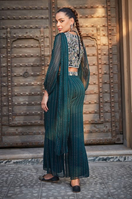 Bohame Jenina Geometric Print Sharara Saree Set 