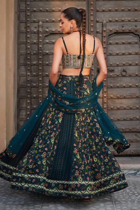 Bohame Floral Geometric Print Lehenga Set 