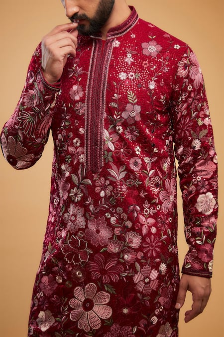 Buy Kasbah Pink Georgette Zari, Embroidery Chikankari Floral Motif Kurta Online at Aza Fashions Buy_Kasbah_Pink Georgette Zari, Embroidery Chikankari Floral Motif Kurta _Online_at_Aza_Fashions