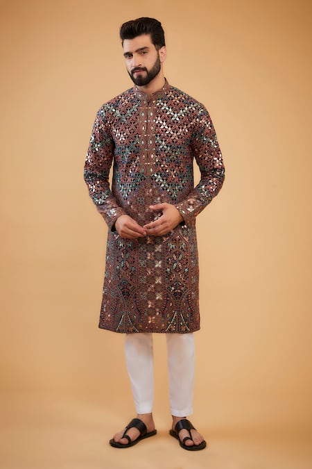 Kasbah Leather Patchwork Embroidered Kurta 