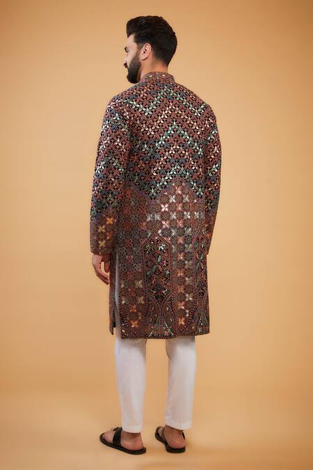 Kasbah Leather Patchwork Embroidered Kurta 