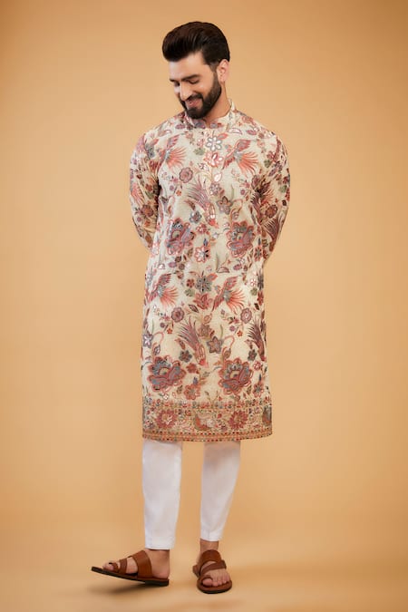 Kasbah Flora Fauna Thread Embroidered Kurta 