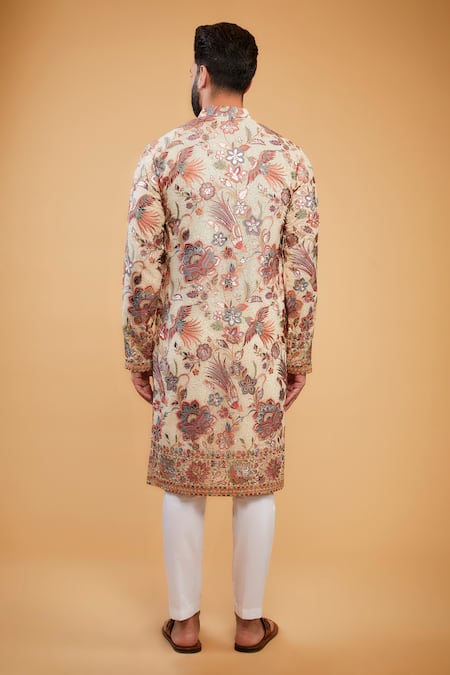Kasbah Flora Fauna Thread Embroidered Kurta
