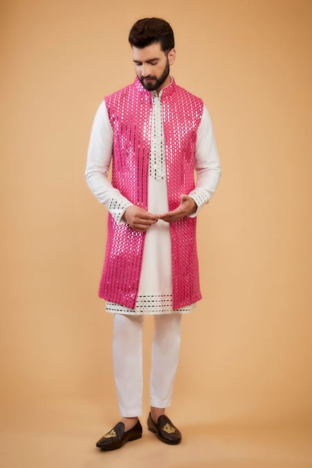 Kasbah Mirror Embroidered Kurta With Jacket 