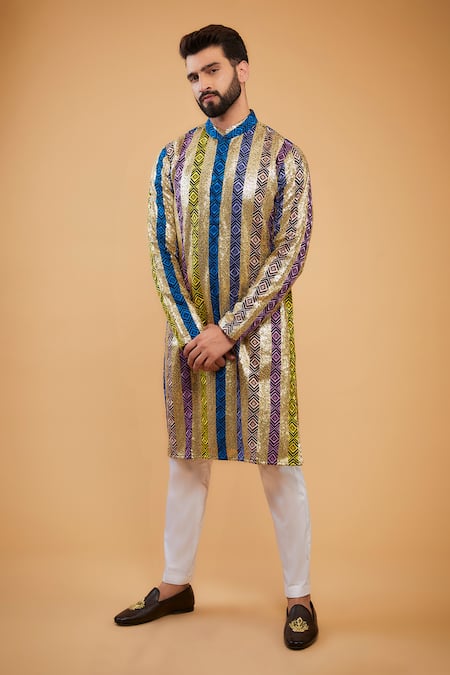 Kasbah Geometric Sequin Embroidered Kurta 