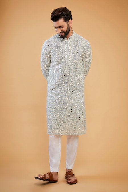 Kasbah Mirror Work Embroidered Straight Kurta 