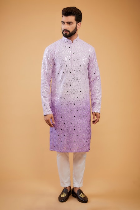 Kasbah Silk Mirror Embroidered Ombre Kurta 