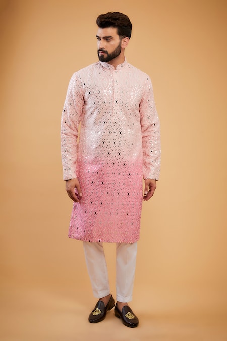 Kasbah Silk Thread Embroidered Ombre Kurta 