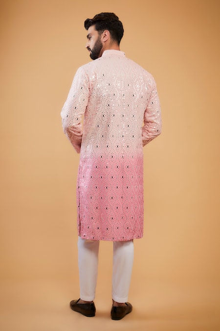 Kasbah Silk Thread Embroidered Ombre Kurta 