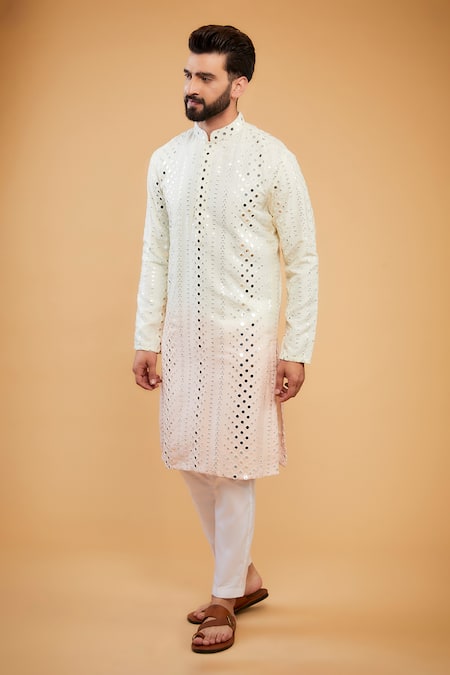 Kasbah Silk Ombre Mirror Embroidered Straight Kurta 