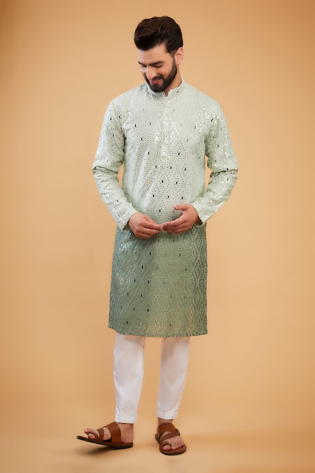 Kasbah Mirror Work Embroidered Ombre Kurta 