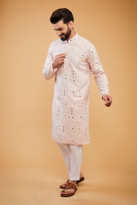 Kasbah Silk Mirror Work Embroidered Kurta 