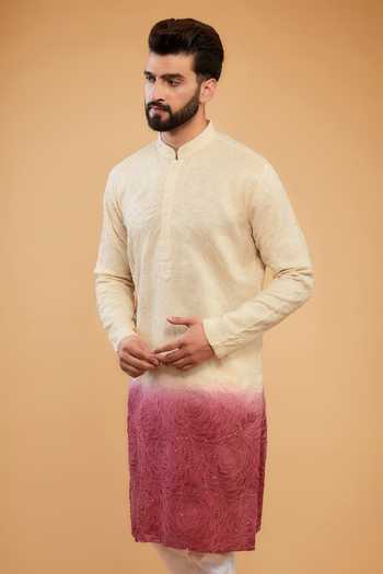 Kasbah Multi Color Silk Embroidery, Sequins Ombre Kurta Online at Aza Fashions Kasbah_Multi Color Silk Embroidery, Sequins Ombre Kurta _Online_at_Aza_Fashions