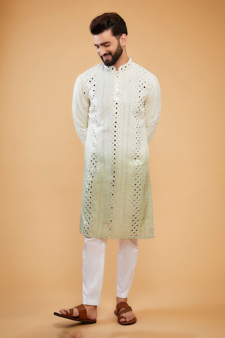 Kasbah Silk Thread Work Embroidered Ombre Kurta 