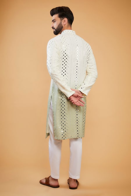 Kasbah Silk Thread Work Embroidered Ombre Kurta 
