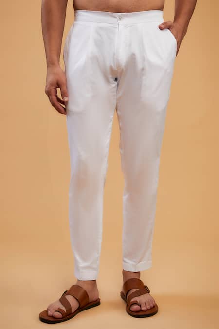 Shop Kasbah White Cotton Egyptian Formal Pant at Aza Fashions Shop_Kasbah_White Cotton Egyptian Formal Pant _at_Aza_Fashions