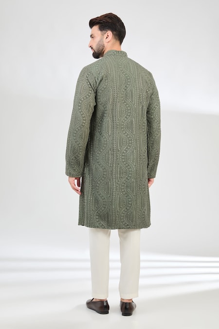 Kasbah Geometric Chikankari Embroidered Kurta 